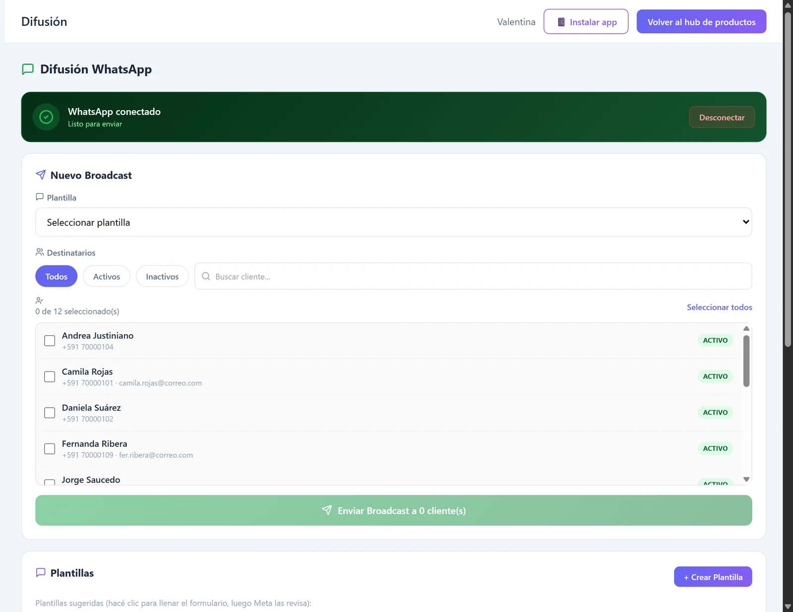 Envío de mensajes de WhatsApp a clientes